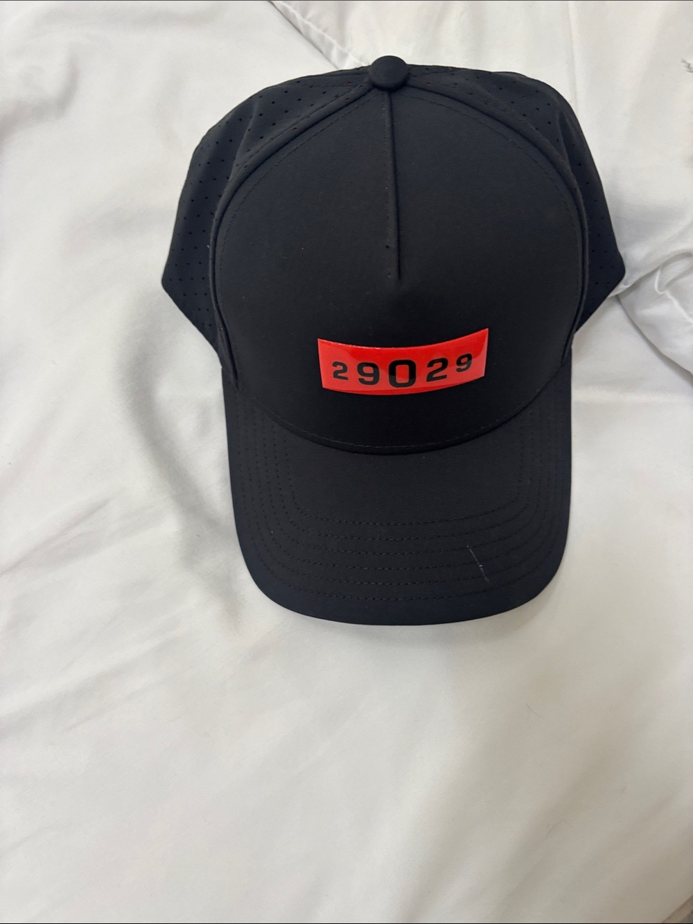 Black Baseball Cap with Red Patch - 29029